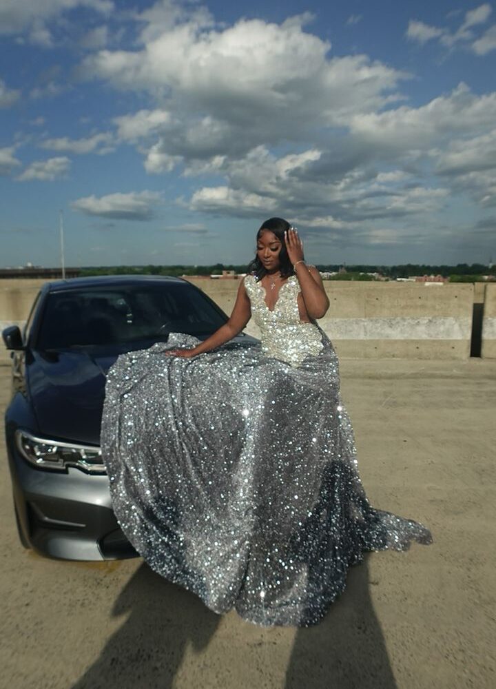 Elegant Silver Prom Dress